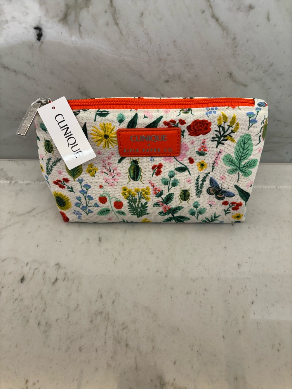 NWT Clinique x Rifle Paper Co Floral Cosmetic Bag Makeup Pouch Limited Edition